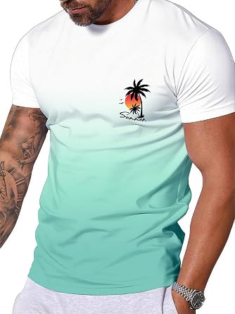 Mens Short-Sleeved Graphic T-Shirt Letters Fashion Printing Round Neck T-Shirt