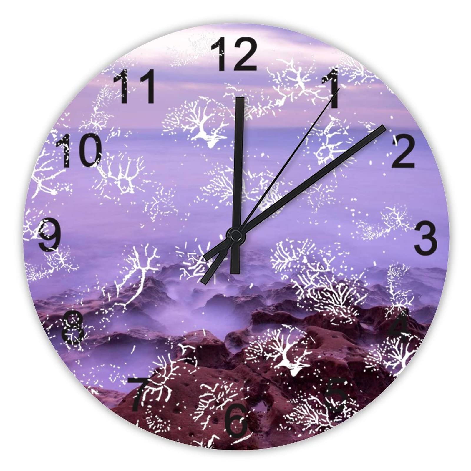 Horloge murale silencieuse pour bureau et salon décor de plage et nuages