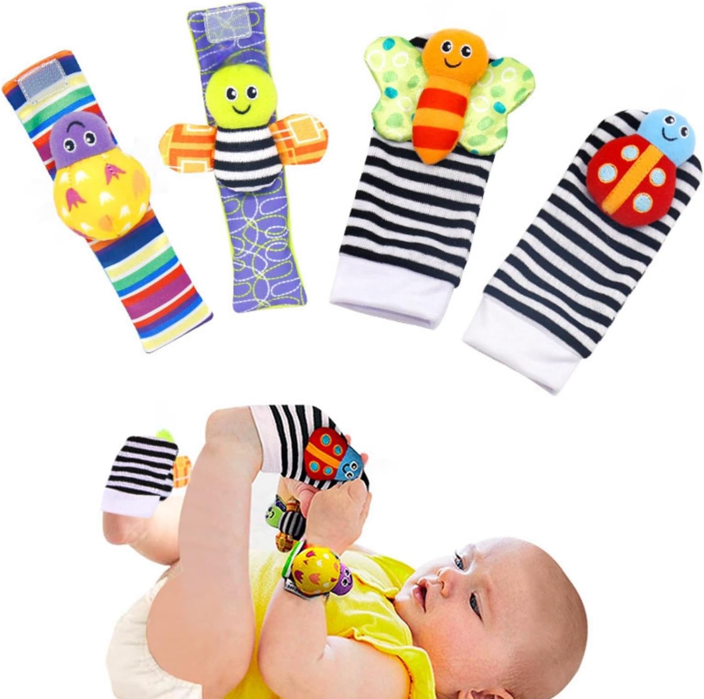 SKY-TOUCH Baby Toys 4 pcs Newborn Development and Foot finder for Boys Girls 0-12 Months - Small Size