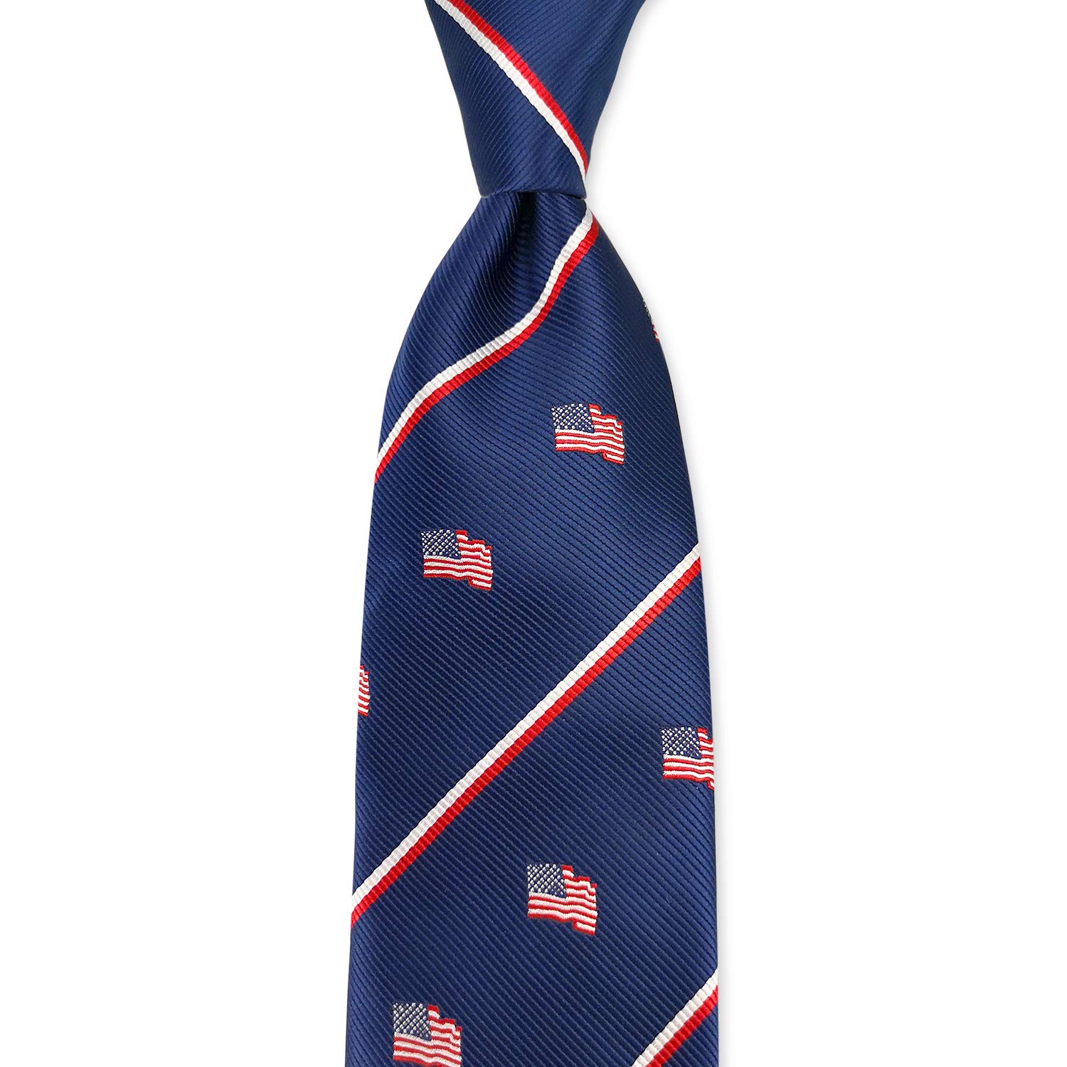 KOOELLE Men's American Flag Necktie Striped Navy Patriotic Tie
