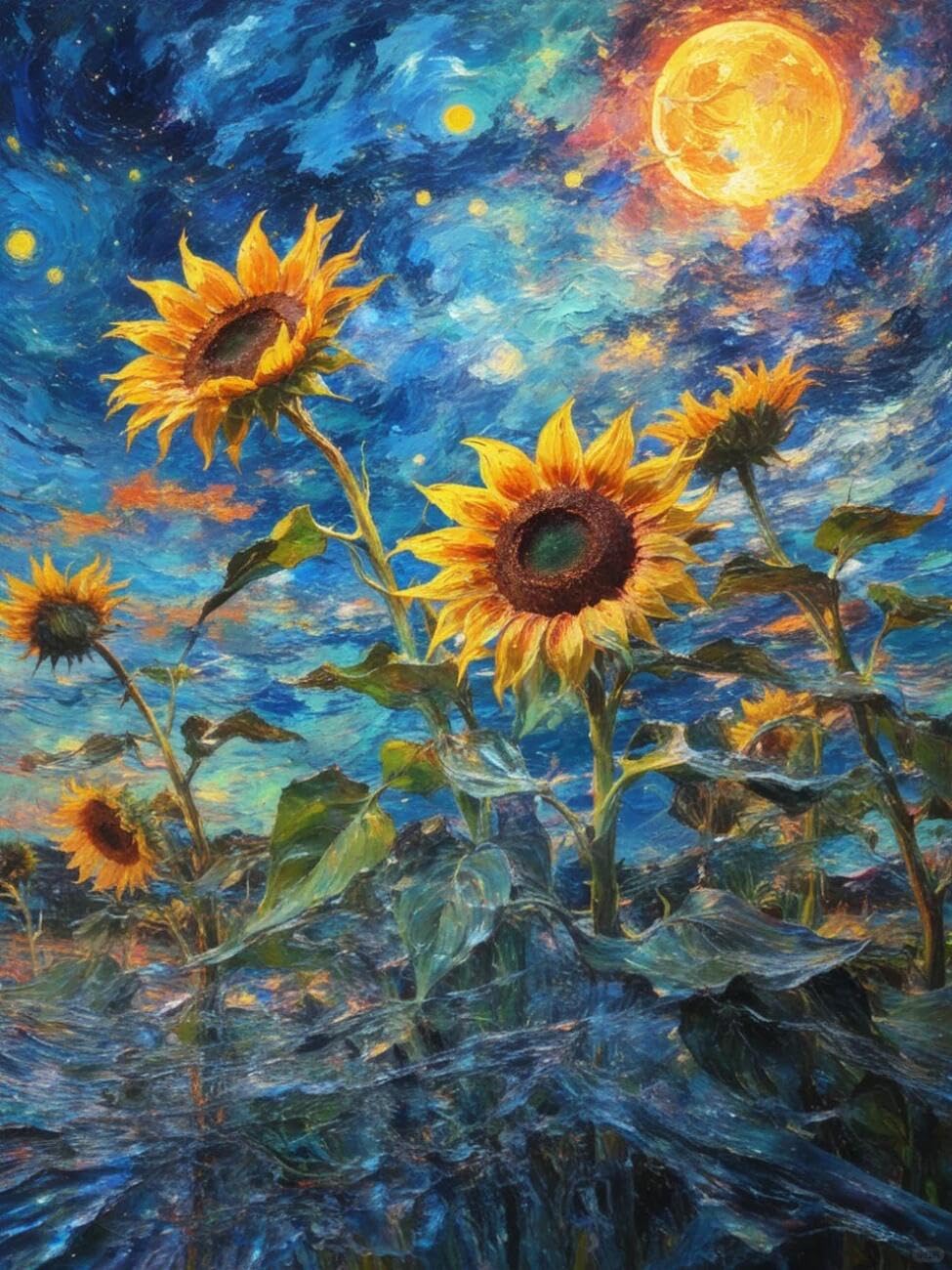 Henypt Cross Stitch Kits Sunflower Oil Painting Flowers DIY Needlepoint Set for Beginners The Elderly with Accessories Home & Leisure/Gifts 14CT 30x40cm