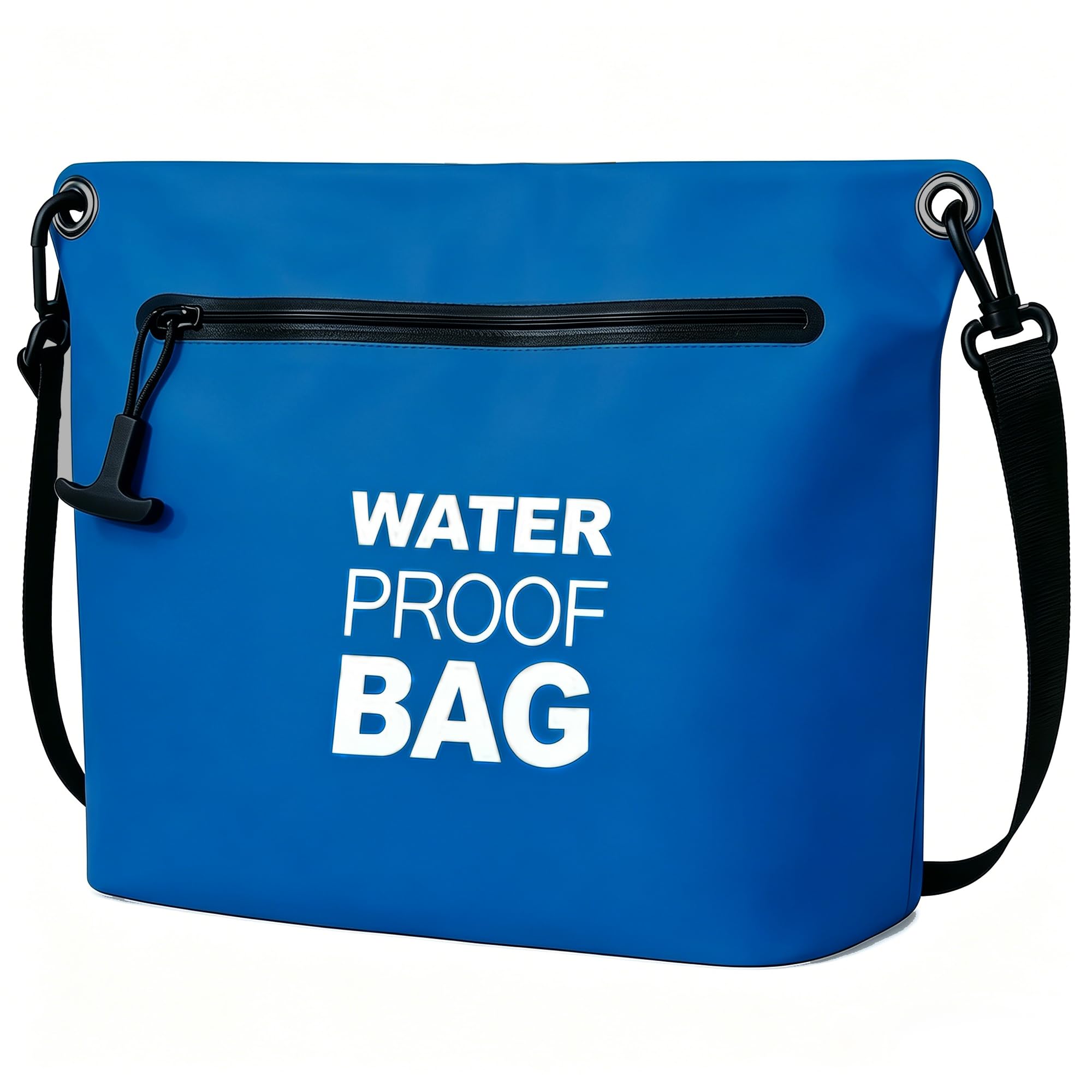 BLUEVER Borsa Impermeabile a Tracolla con Cerniera Ermetica, Borsa Dry Bag Leggera con Tracolla Regolabile per Spiaggia, Nuoto, Viaggi e Uso Quotidiano (blu)