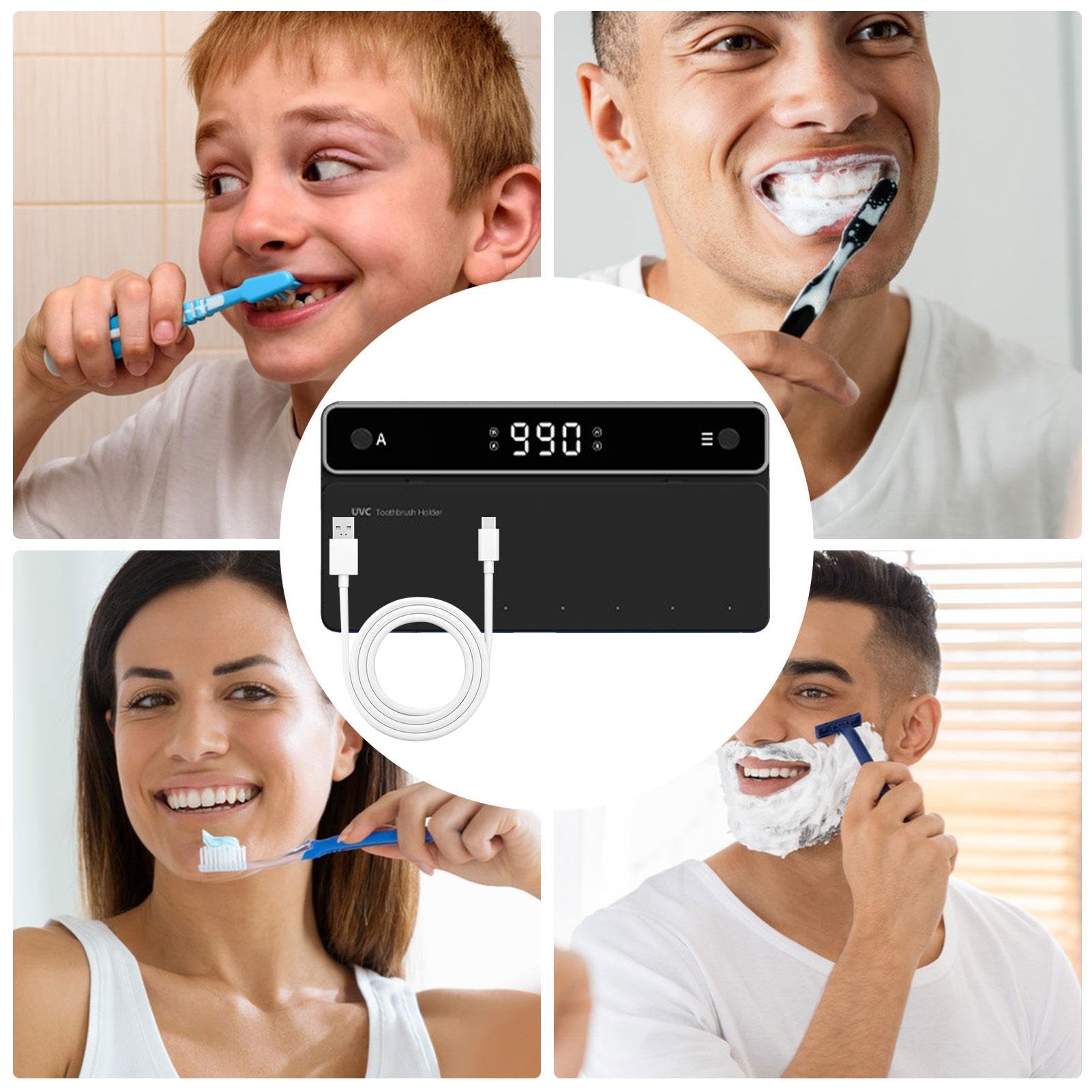 Portaspazzolino UV da bagno | Portaspazzolino da parete | Portaspazzolino da bagno ricaricabile senza fili | Portaspazzolino UV Cleaner dentifricio per decorazione del bagno | da bagno ricaricabile senza fili | Portaspazzolino UV Cleaner dentifricio per d