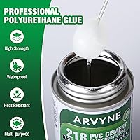 Vista 2 de Cemento de PVC – Pegamento de soldadura solvente de secado rápido para tuberías de PVC, vinilo y reparación inflable – Impermeable, acabado