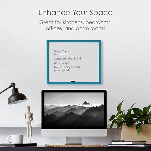 Miniatura 3 de Mikasa Pizarra blanca enmarcada verde azulado, incluye 1 marcador, 21 x 17 pulgadas