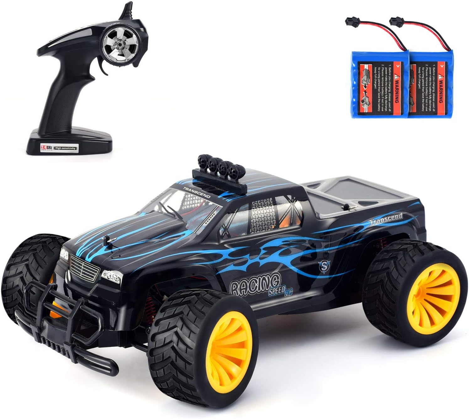 Remote Control Car - Geburun 1/16 Scale High Speed RC Racing Cars 25 KM/H,2.4 GHz Off Road RC Truck for Boys & Girls,2 Rechargeable Batteries for 30 Min Play, Toy Gifts for Kids-Black