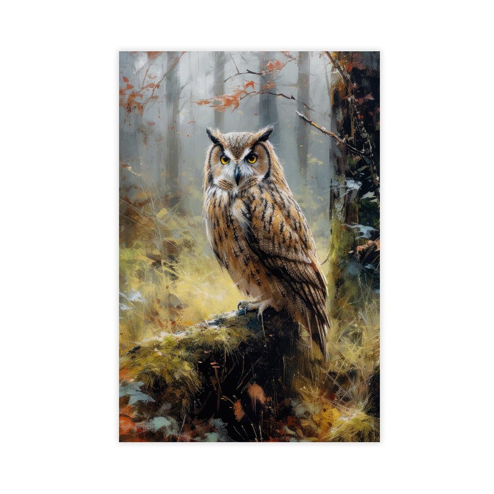 Bareronor Owl Poster Canvas Poster Bedroom Decor Landscape Office Room Decor Gift 24" L X 36" W