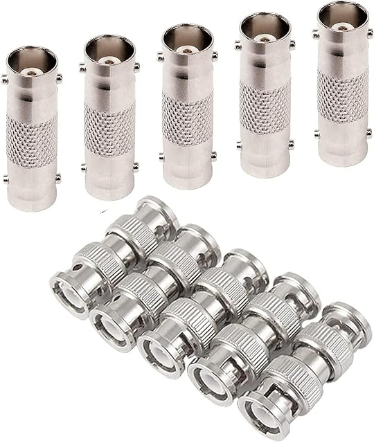 BNC Connector 5Pcs BNC Female to Female Connector, 5Pcs BNC Male to Male Coupler Adapter for CCTV Security Camera