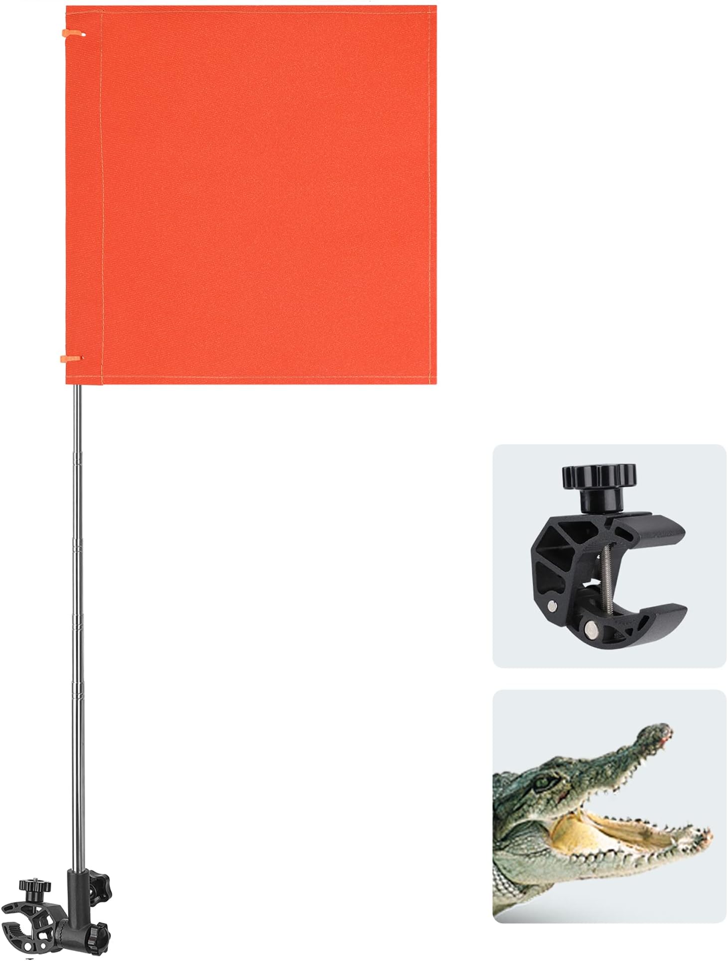 KEMIMOTO Orange Boat Flag, Water Ski Flag with Replacement Flag, Skier Down Flag for Swimmers, Surfers with Boat Flag Pole