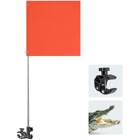 47-Inch Adjustable Boat Flag Pole With Holder & Flag – Fits Round & Square Rails For Pontoon, Kayak, Water Ski Safety