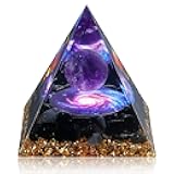 Hopeseed Orgone Pyramid for Positive Energy, Orgonite Amethyst&Obsidian Healing Crystal Pyramids for Reduce Stress Chakra Reiki Healing Meditation Attracts Lucky and Success