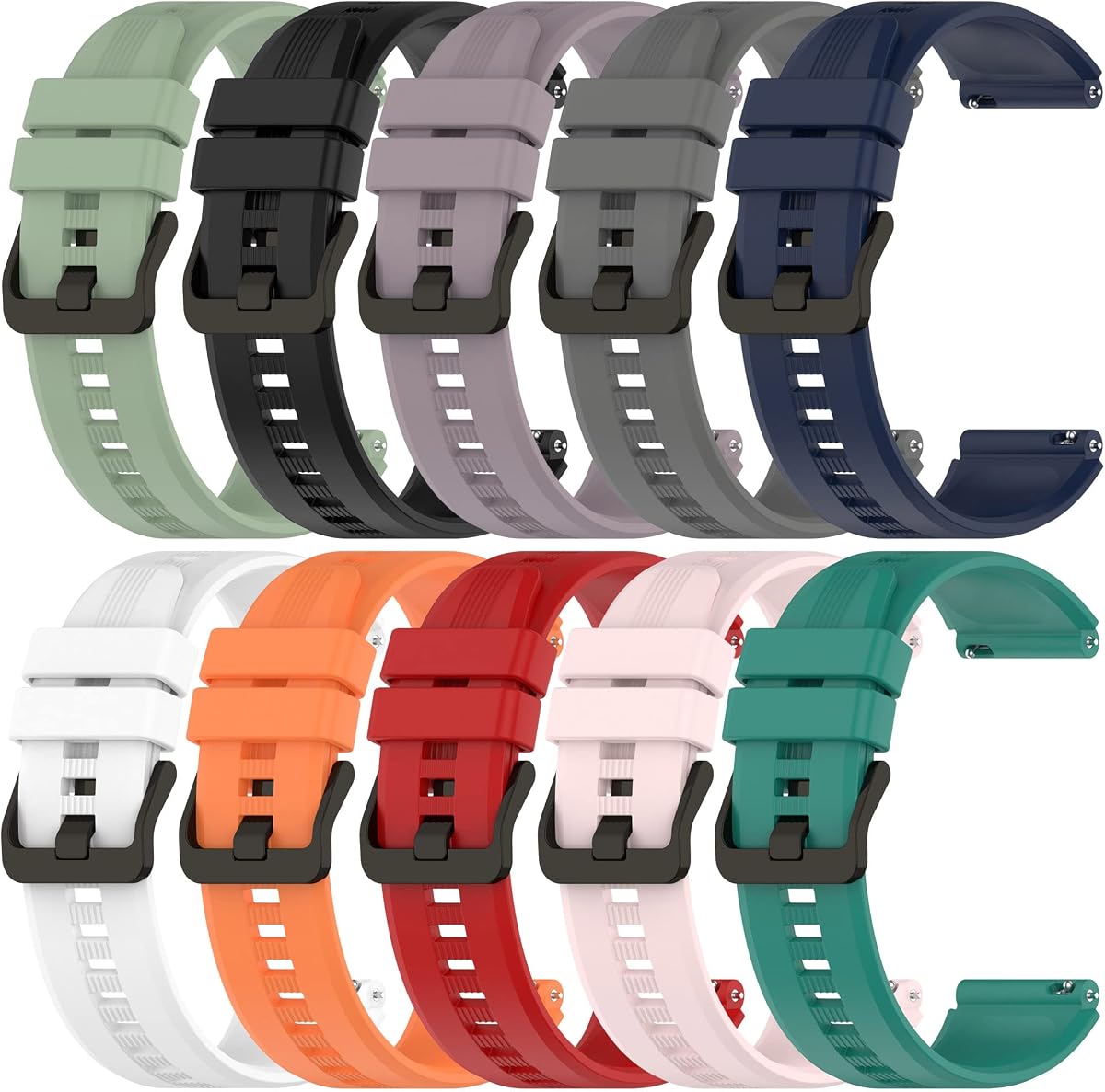 FitTurn 10-Pack Bands Compatible with Michael Kors Gen 6 Touchscreen/Gen 5 Bradshaw Watch Bands Women Men,22mm Silicone Strap Wristband Replacement Band for MKT5133/MKT5001/5004/5013