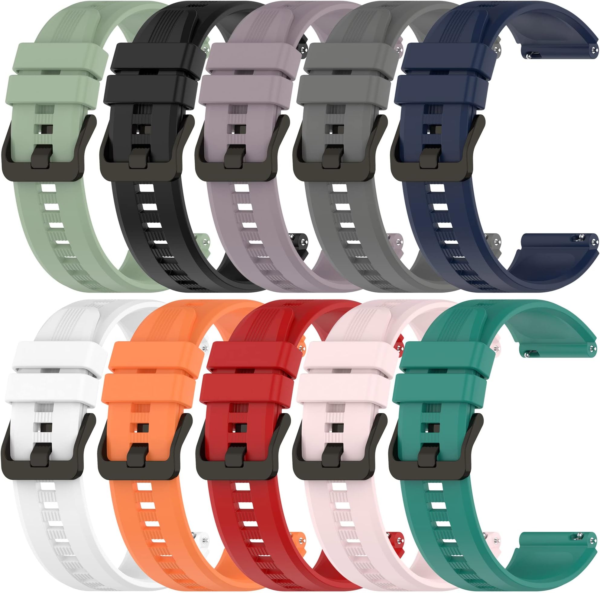 10-Pack Band Compatible with Honor watch GS 4, Magic Watch 2, Dream, 22mm Silicone Strap Wristband Replacement Band for Amazfit Bip 5, GTR 4, GTR 3 Pro