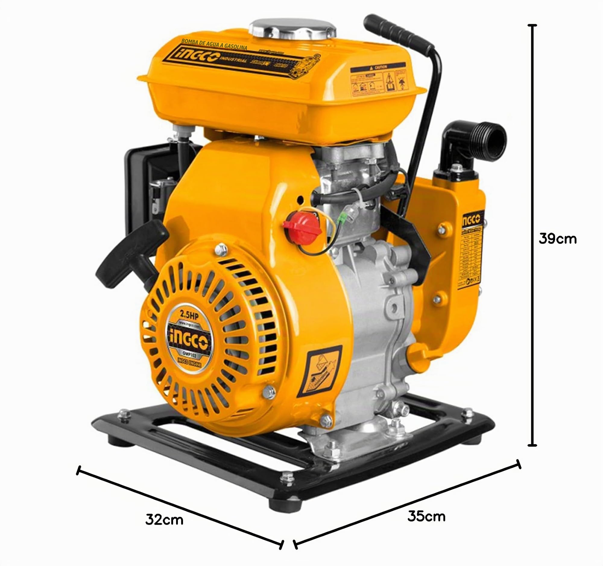 Ingco Gwp152 - Motobomba de explosión a gasolina 2,5 HP 105 cc 167 l/min profesional