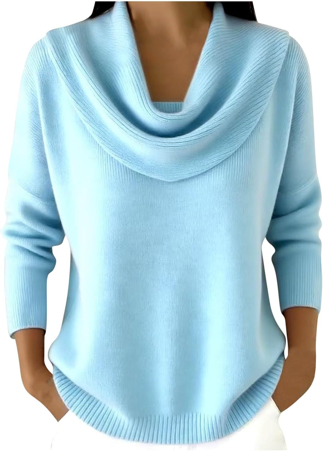 Women's Ribbed Knit Sweater - Fashionable Round Neck Casual Pullover, Solid Textured Long Sleeve Top for Daily Wear