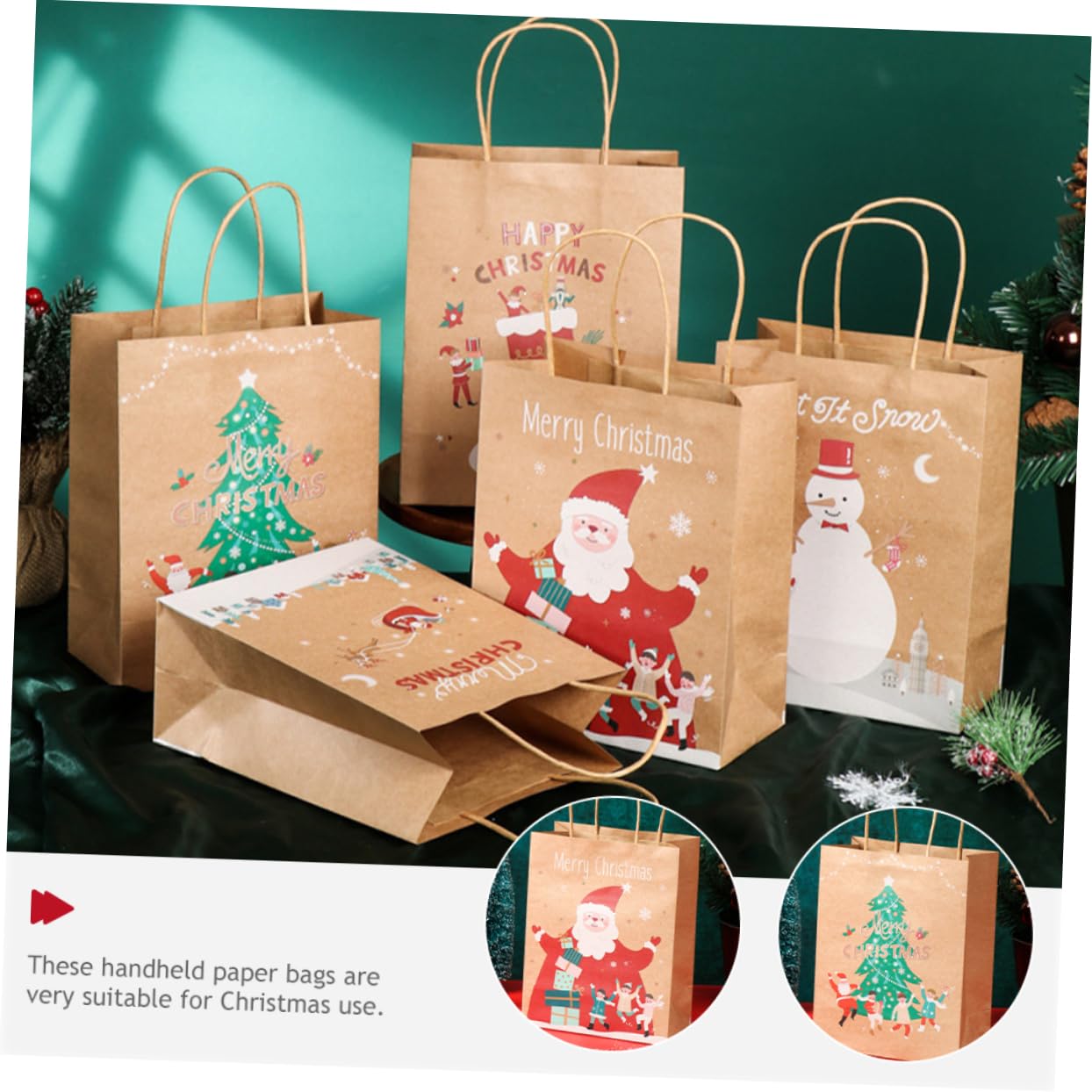SOLUSTRE 25pezzi Borse Regalo Di Natale in Carta Buste Per Dolcetti e Bomboniere Per Feste Natalizie Caramelle Cioccolatini e Piccoli Regali