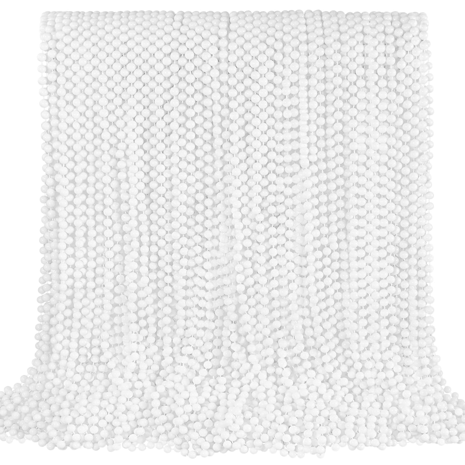 100 PCS White Bead Necklaces, 33" White Mardi Gras Beads, Christmas Beads Necklaces, 4th of July Beads Necklaces, Parade Throws Accessories for Christmas Independence Day New Year Party Favors