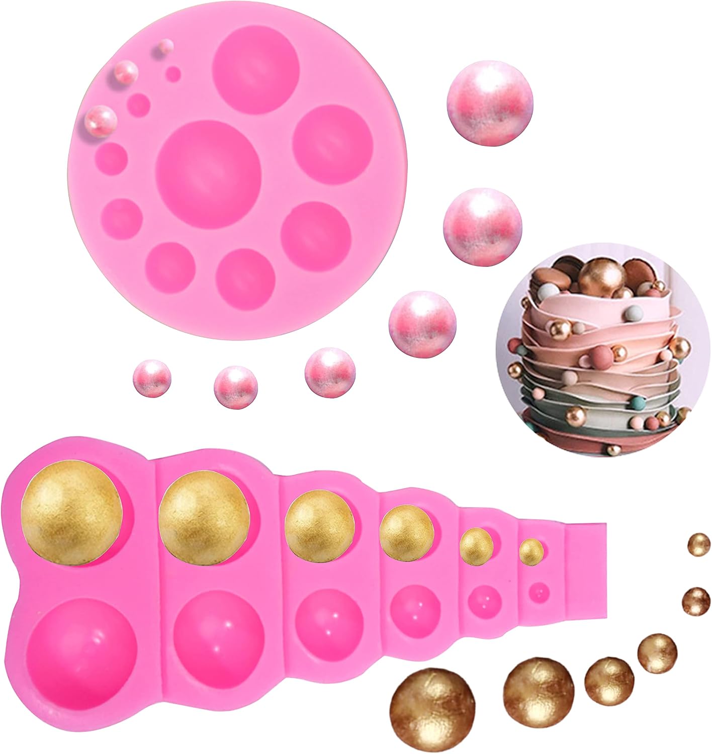 DIY 3D Pearl Fondant Mold Ball Pearl Semi Sphere Chocolate Silicone Molds Cake Decorating Sugar Lollipop Mold Dome Mousse Accessories Bakeware Tool