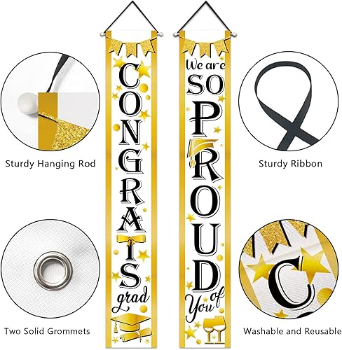 Miniatura 3 de Letrero de graduación con texto en inglés "Class of 2024" con texto en inglés "So Proud of You" para puerta delantera, decoración de fiesta de