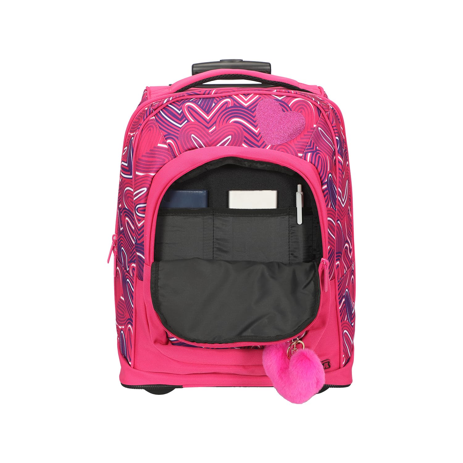 Carrera Trolley Scuola Bambina HeartBeat Fucsia - 2 in 1 Zaino - Ruote Anti-Rumore - Lt 35 - Barra Regolabile in Due Altezze - Perfetto per Scuola e Viaggio