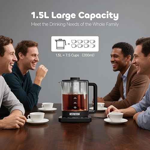Miniatura 5 de Hervidor de té eléctrico con control de temperatura de infusor y apagado automático 24 horas mantiene el calor para calentador de agua y tetera de