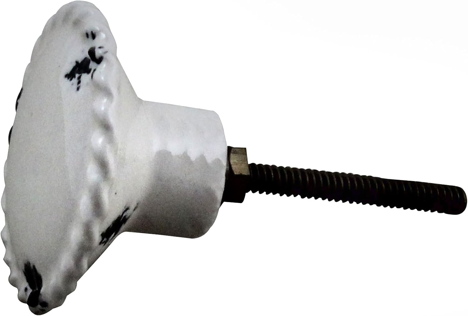 RoyaltyRoute White Black Ceramic Door Knobs for Chest of Drawers