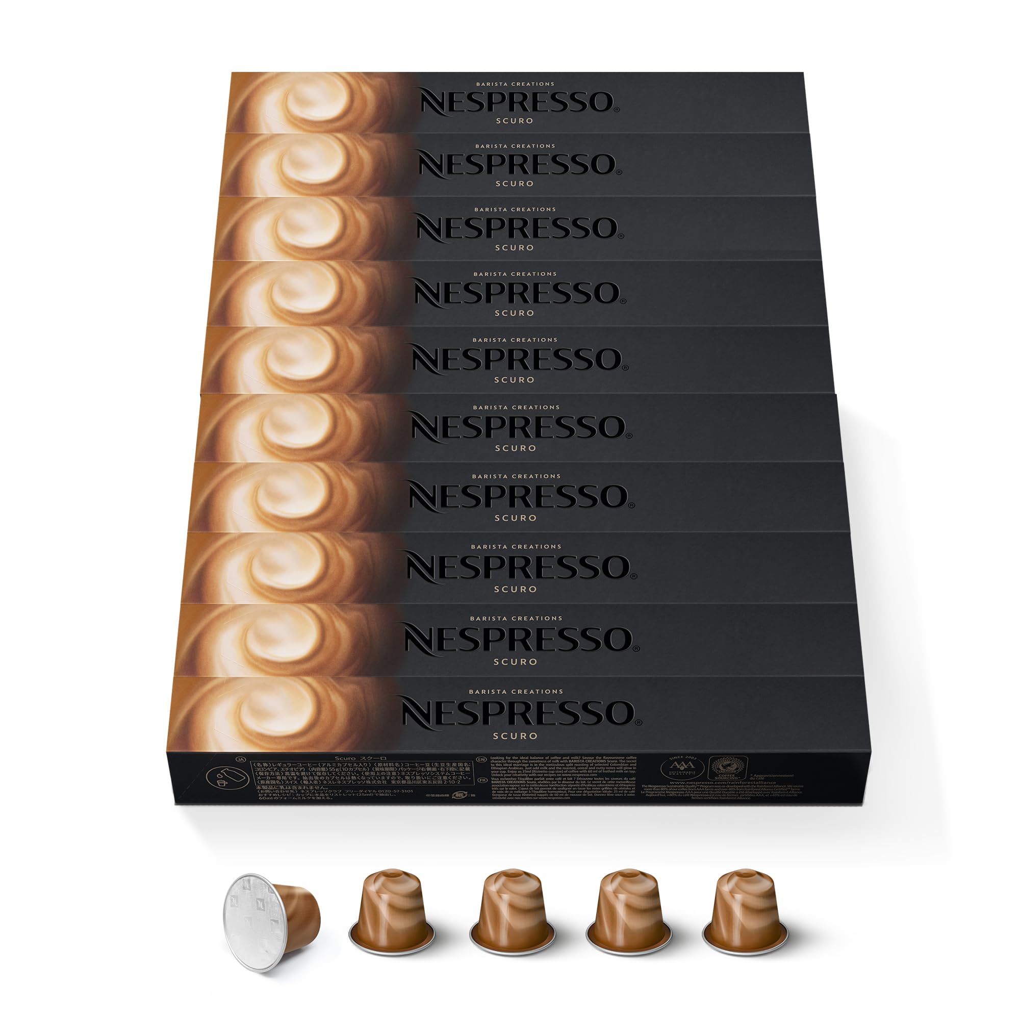 NESPRESSO ORIGINAL Barista Creations Scuro 100 Kaffeekapseln | Arabica Kaffee, Mittlere Röstung, Ideal für Milchrezepte