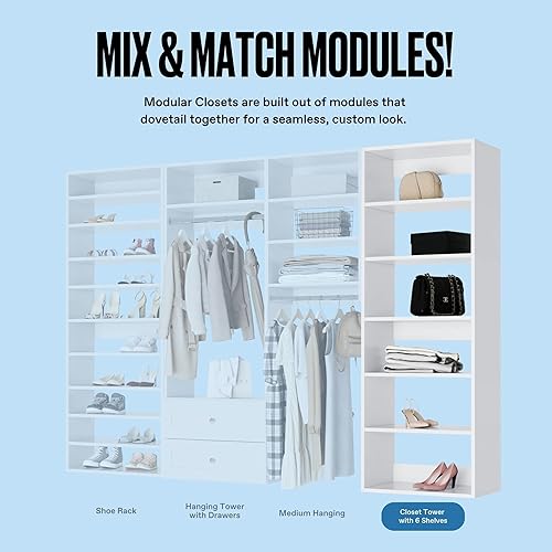 Miniatura 4 de Armarios modulares Vista Collection - Estantería organizadora de armario de madera integrada (blanco, 25.5 pulgadas de ancho)