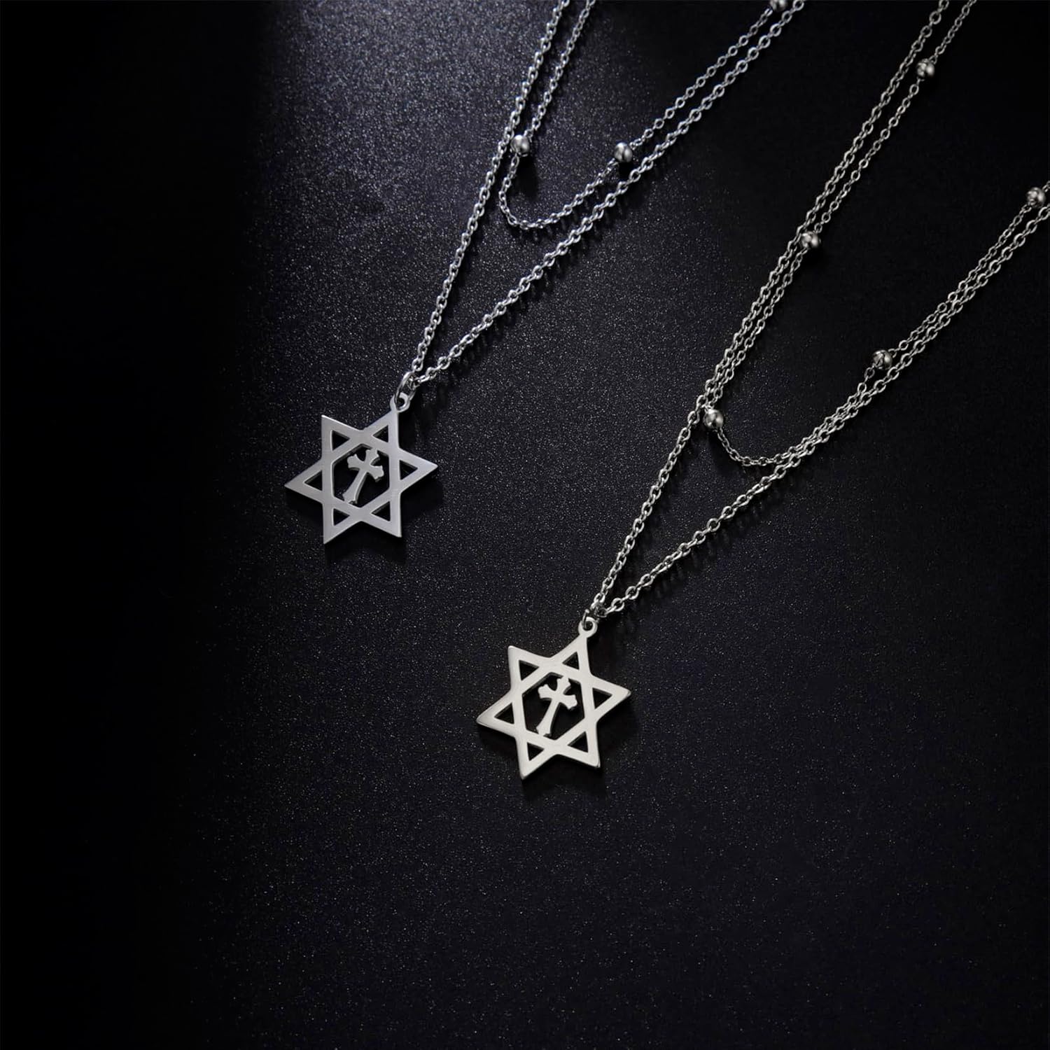 EUEAVAN Star of David Necklace for Women Hexagram Pendant Necklace Amulet Symbo Jewish Israel Religious David Jewelry Gift Women - Image 3