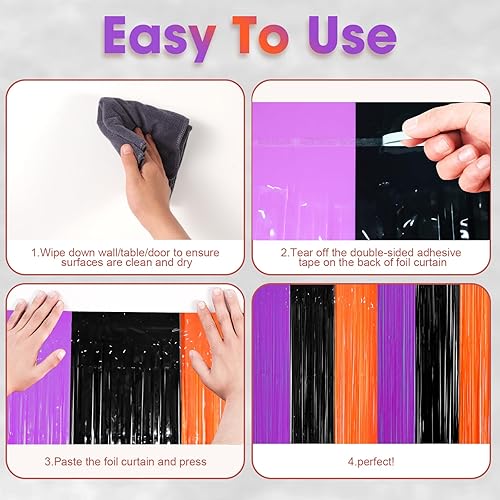 Miniatura 217 de Cortinas de fondo de flecos de papel de aluminio para fiestas, 3 piezas, 39.6 x 98.4 pulgadas, azul retro 48 Retro Azul,03 Rosa,04 Rosa