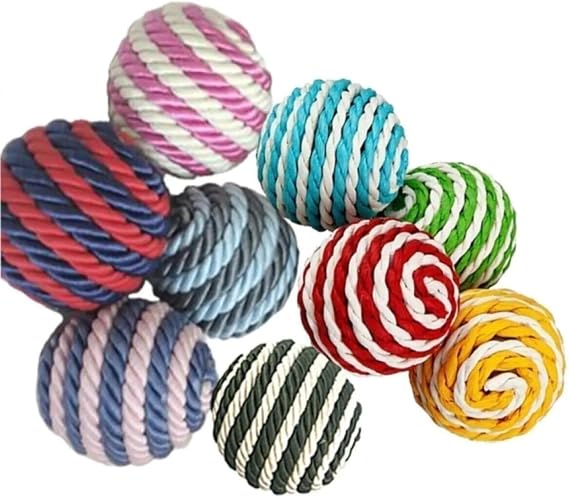 Busstier Drawstring Cat Ball, Drawstring Wrapping Cat Toy, Colorful Sound Making Cat Ball 2 Pieces