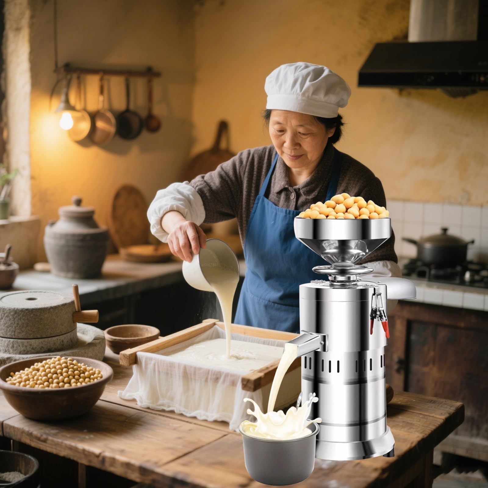 Komercyjna maszyna do mleka sojowego 1100W – Automatyczna maszyna do mielenia soi o wydajności 45 kg/h do przetwarzania mleka sojowego, tofu i suszonych ziaren