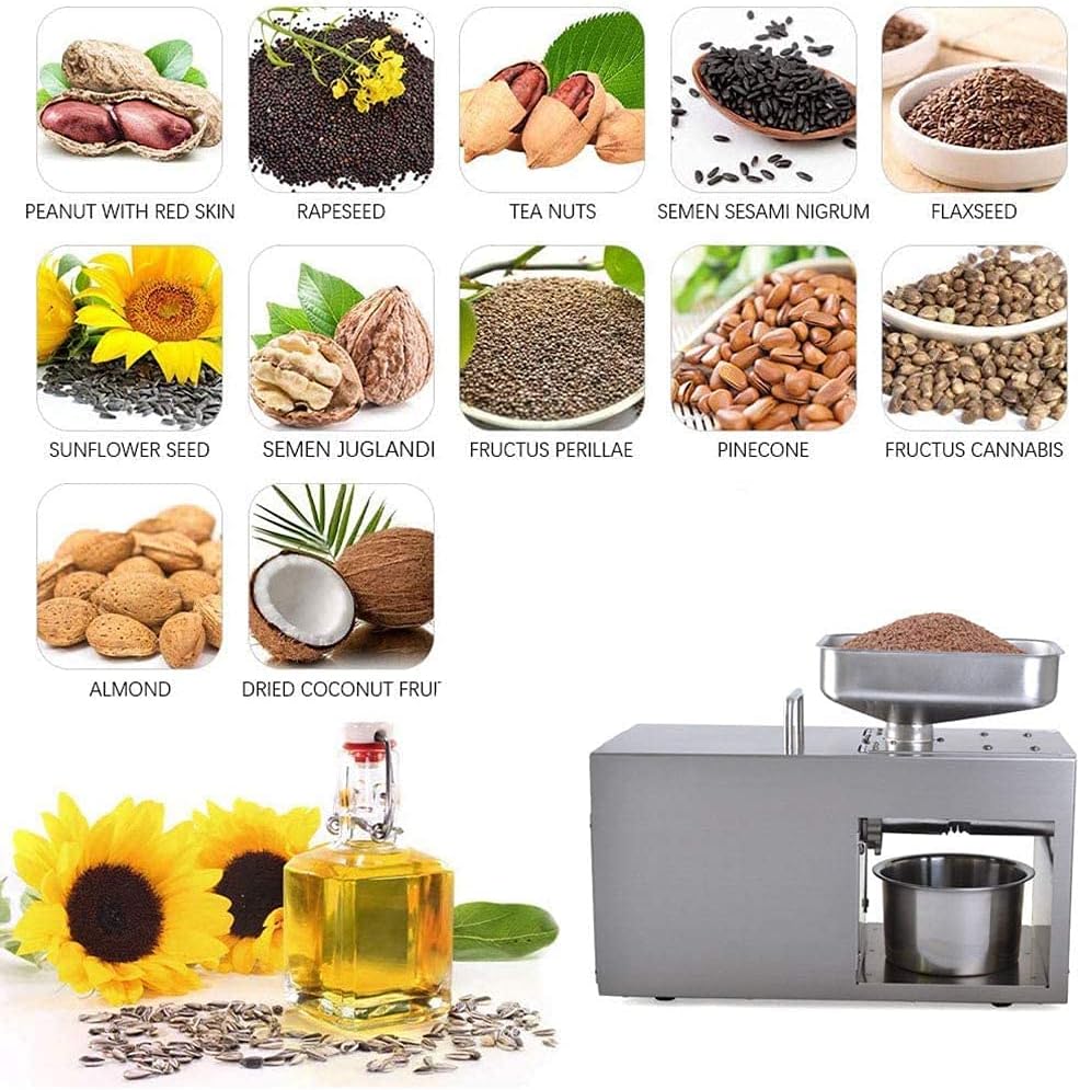 750W Essential Oil Press Machine Cold/Hot Nut Oil Extractor Stainless Steel Automatic Electric Oil Expeller for Coconut Castor Olive Peanuts Household Commercial image 2