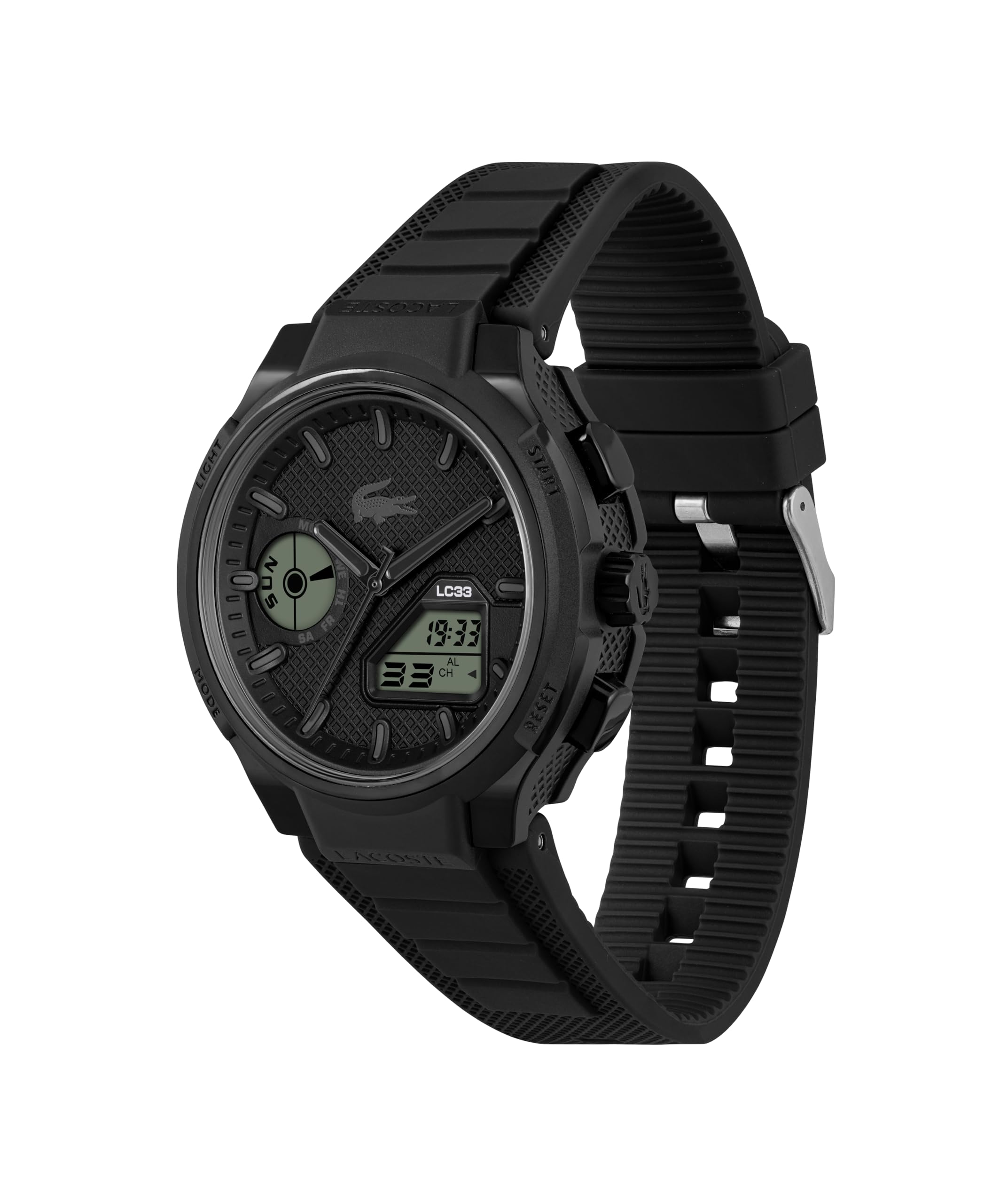 Lacoste Orologio Quarzo Multifunzione Analogico-Digitale da Uomo Collezione LC33 con Cinturino in Silicone Nero - 2011447