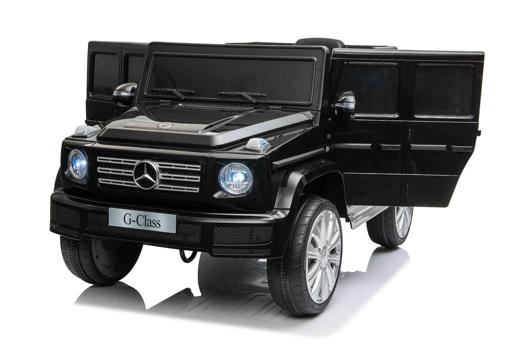 Mercedes G500 12 V elektryczny samochód elektryczny, czarny, pilot zdalnego sterowania 2,4 GHz, wejście USB/SD, tylne zawieszenie, bateria litowa, oświetlenie LED, oryginalna licencja