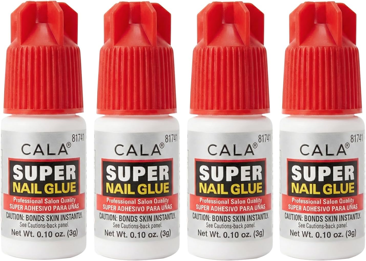 Super Nail Glue – Professional Quick Dry Nail Glue Adhesive for False Nails, Tips & Art Accessories – Salon Quality Strong Hold for Natural Nail Repair (Pack of 4)