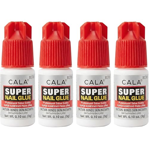 CALA Super Nail Glue – Professional Quick Dry Nail Glue Adhesive for False Nails, Tips & Art Accessories – Salon Quality Strong Hold for Natural Nail Repair (Pack of 4)
