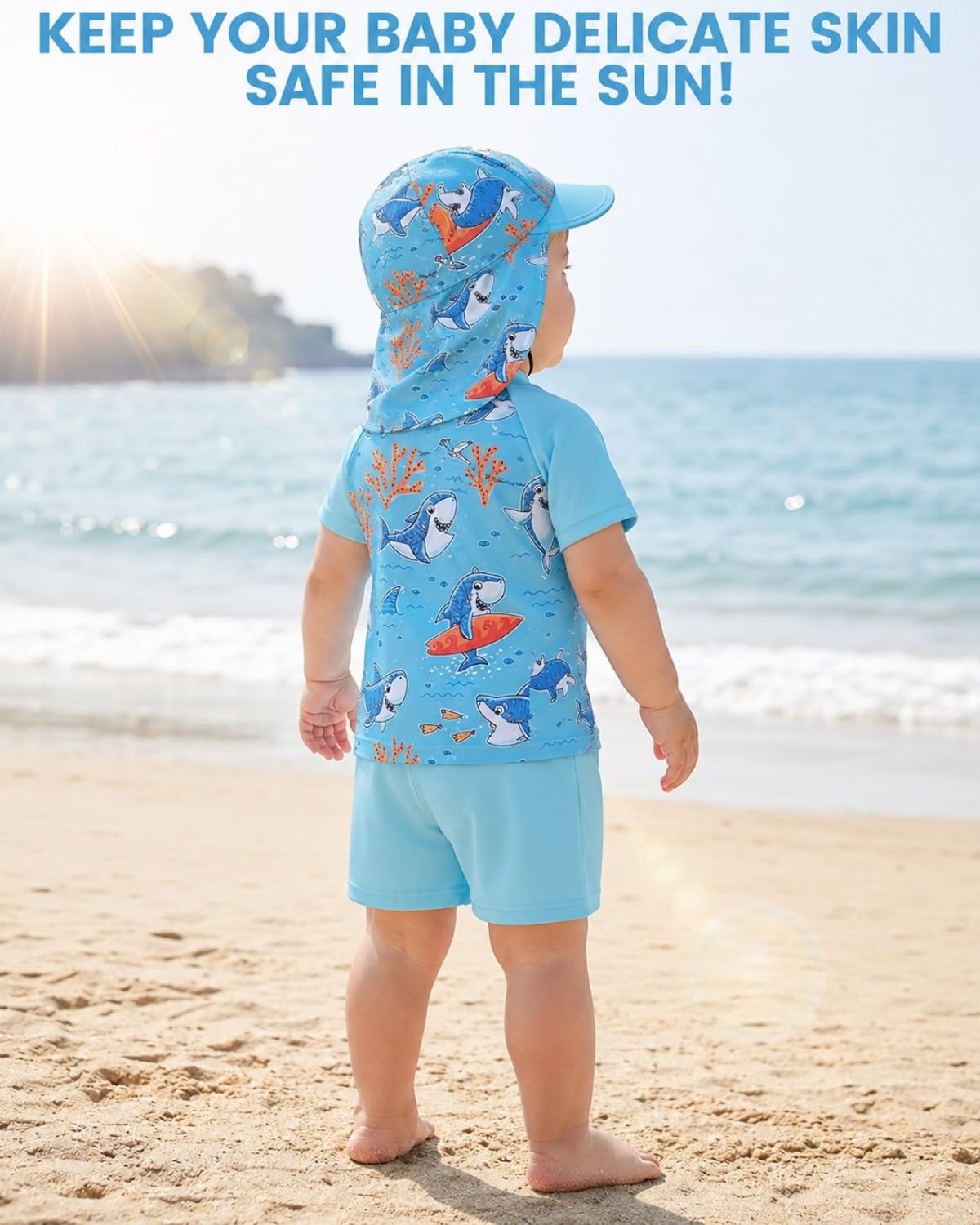 JiAmy Maillot de bain 3 pièces Rashguard à manches courtes pour bébé garçon avec maillot de bain