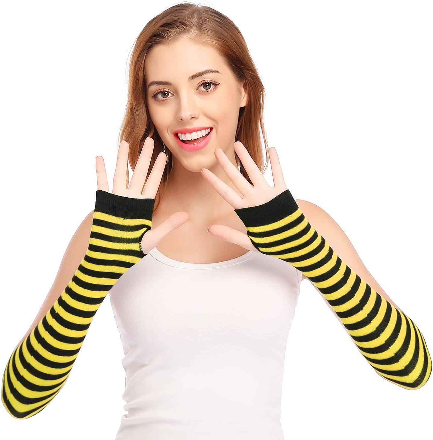 Punk Gothic Rock Long Arm Warmer Fingerless Gloves