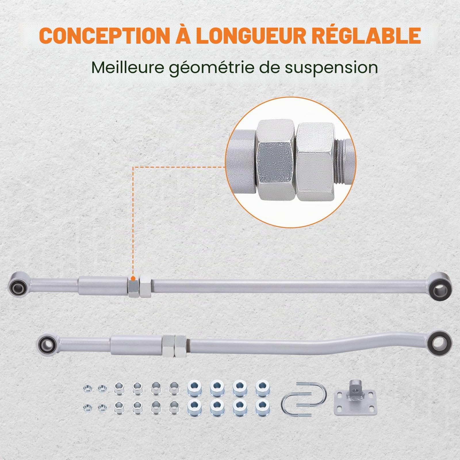 maXpeedingrods Kit de barres de direction Panhard, réglables, 2 à 6 ascenseurs, avant et arrière, pour Nissan Patrol GU Y61 ST RHD