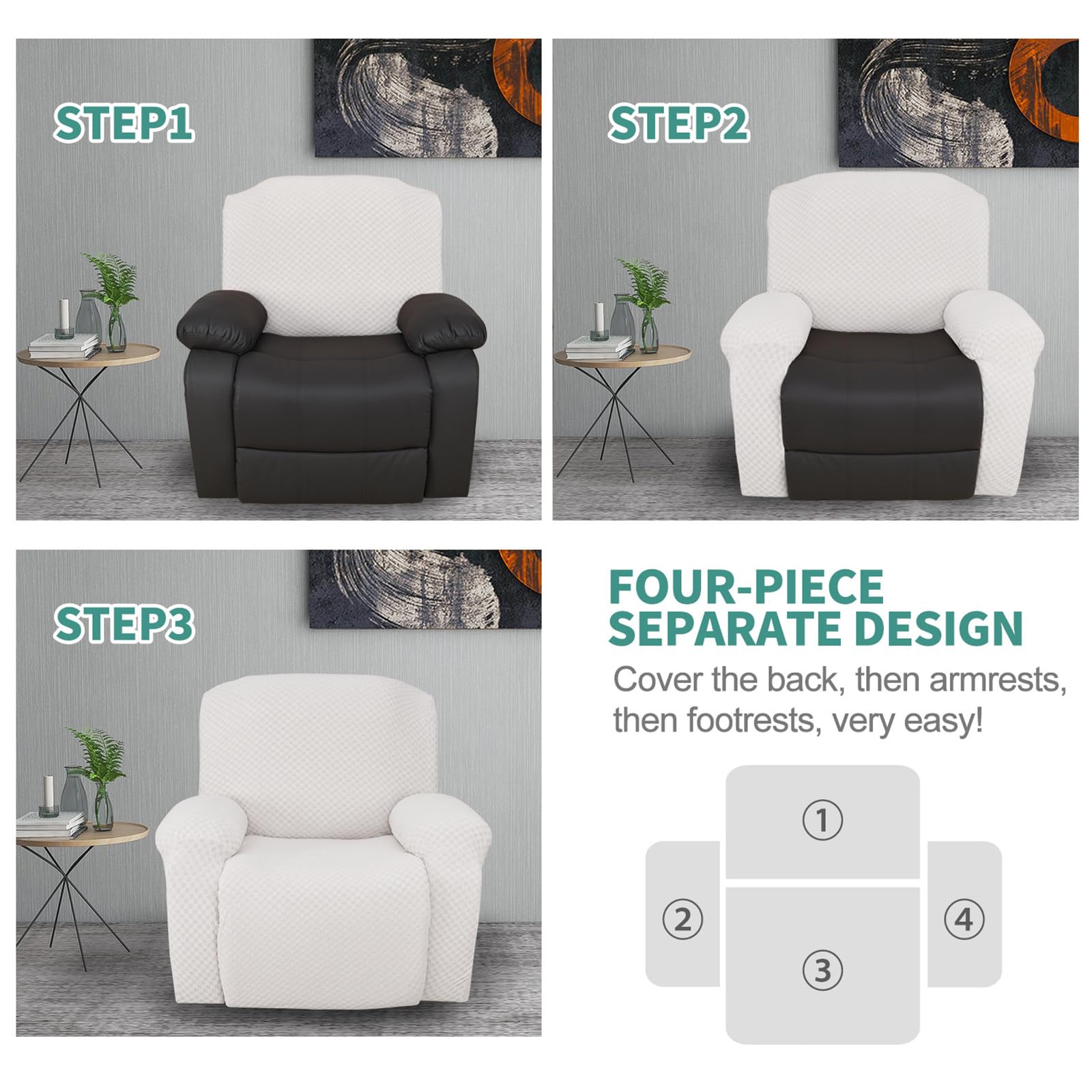 Surwin Copripoltrona Relax Reclinabile 1/2/3 Posto, Copripoltrona Elettrica Reclinabile Elasticizzato con Tasche Universale Copri Poltrona Elettrica Reclinabile (3 Posti,Curry Scuro)