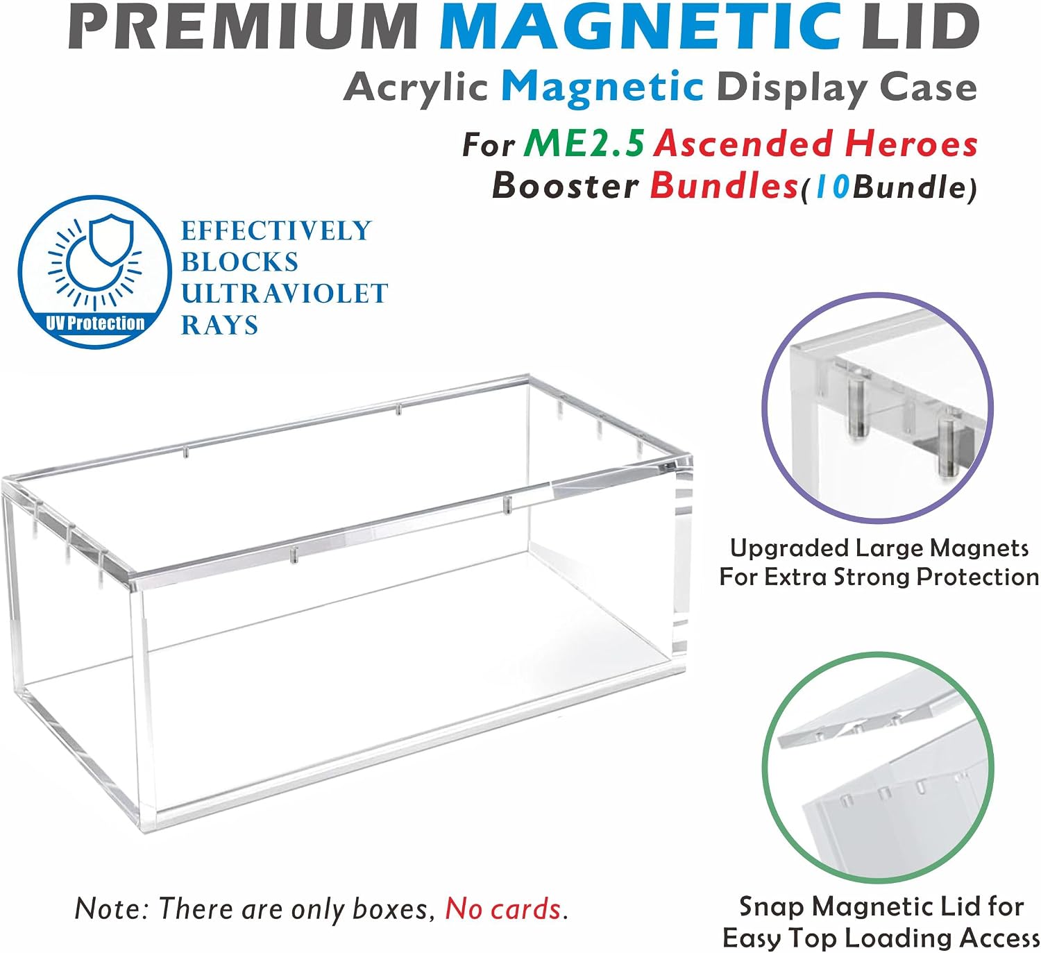 1PC Acrylic Magnetic Case for NEW Booster Bundle(10Bundle) ME2.5 Ascended Heroes Acrylic Display Case with Magnets Lid
