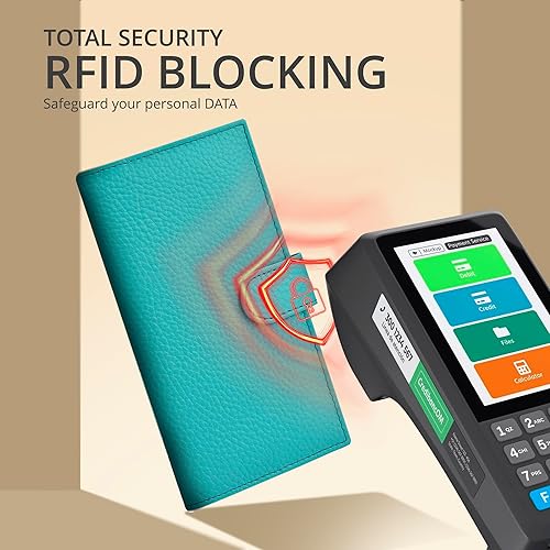 Miniatura 6 de Oak Leathers Leather Checkbook Cover for Men & Women -RFID Slim Wallet Pen Holder Credit Card Gift Duplicate Checks Minimalist Design