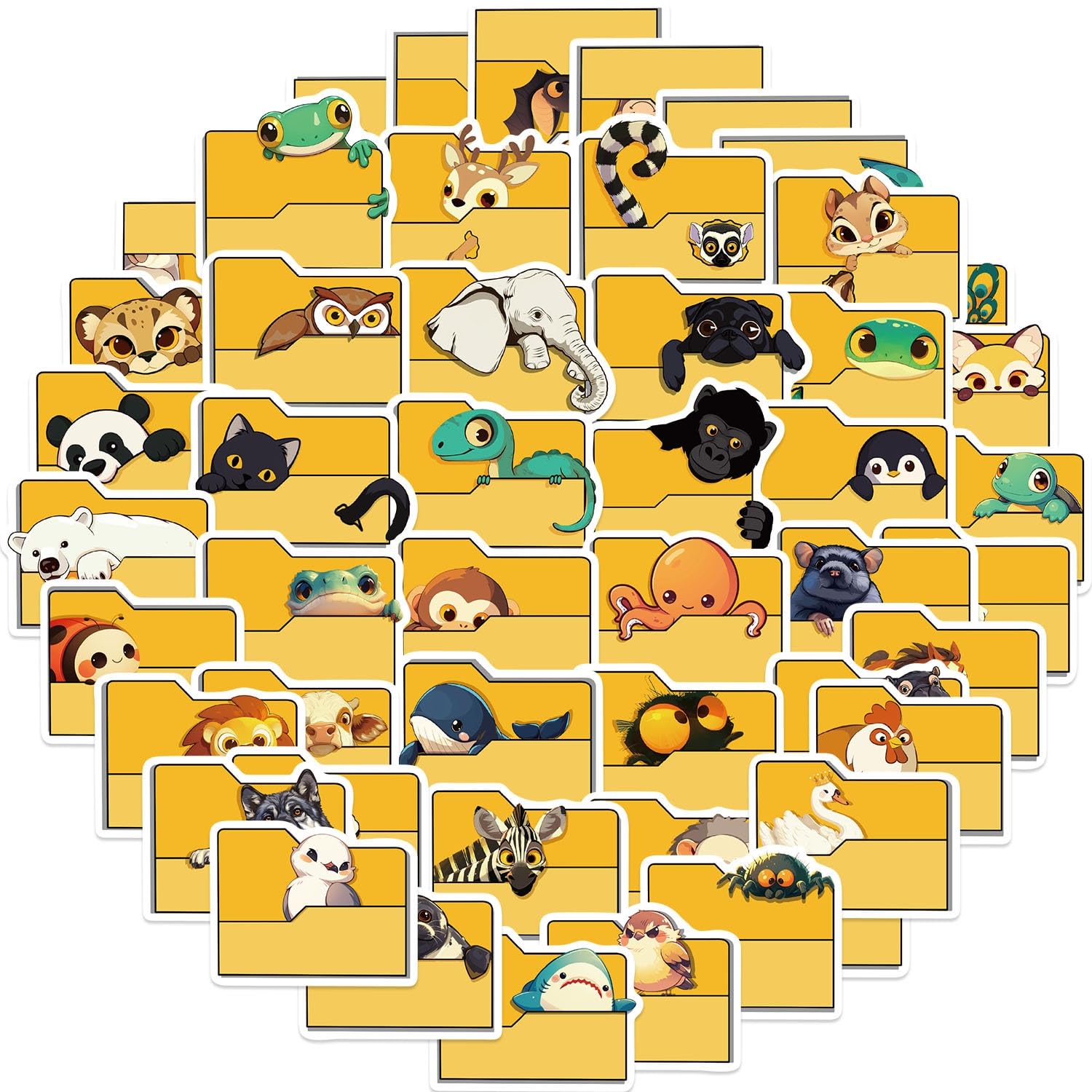 Tivleed Multicolored Kindle Stickers, Laptop Stickers, Animal Stickers, 50 Pcs Cute Cartoon Vinyl Decals For Water Bottles, Journals, Luggage, Skateboards