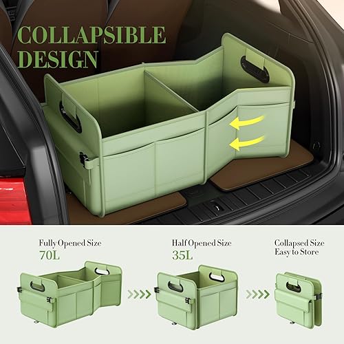 Miniatura 5 de Organizador de maletero para SUV y sedán, organizadores y almacenamiento de automóvil, correas plegables y ajustables impermeables, 70L organización