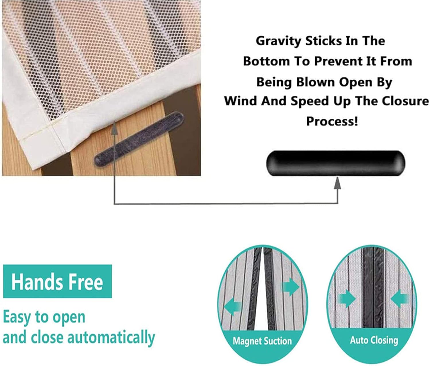 Magnetic Screen Door Hands-Free 27x82in, Magnetic Mesh Door Screen, Durable Polyester Mesh Curtain with Upgraded Tight Sealing Magnets, for Kids and Pets Friendly