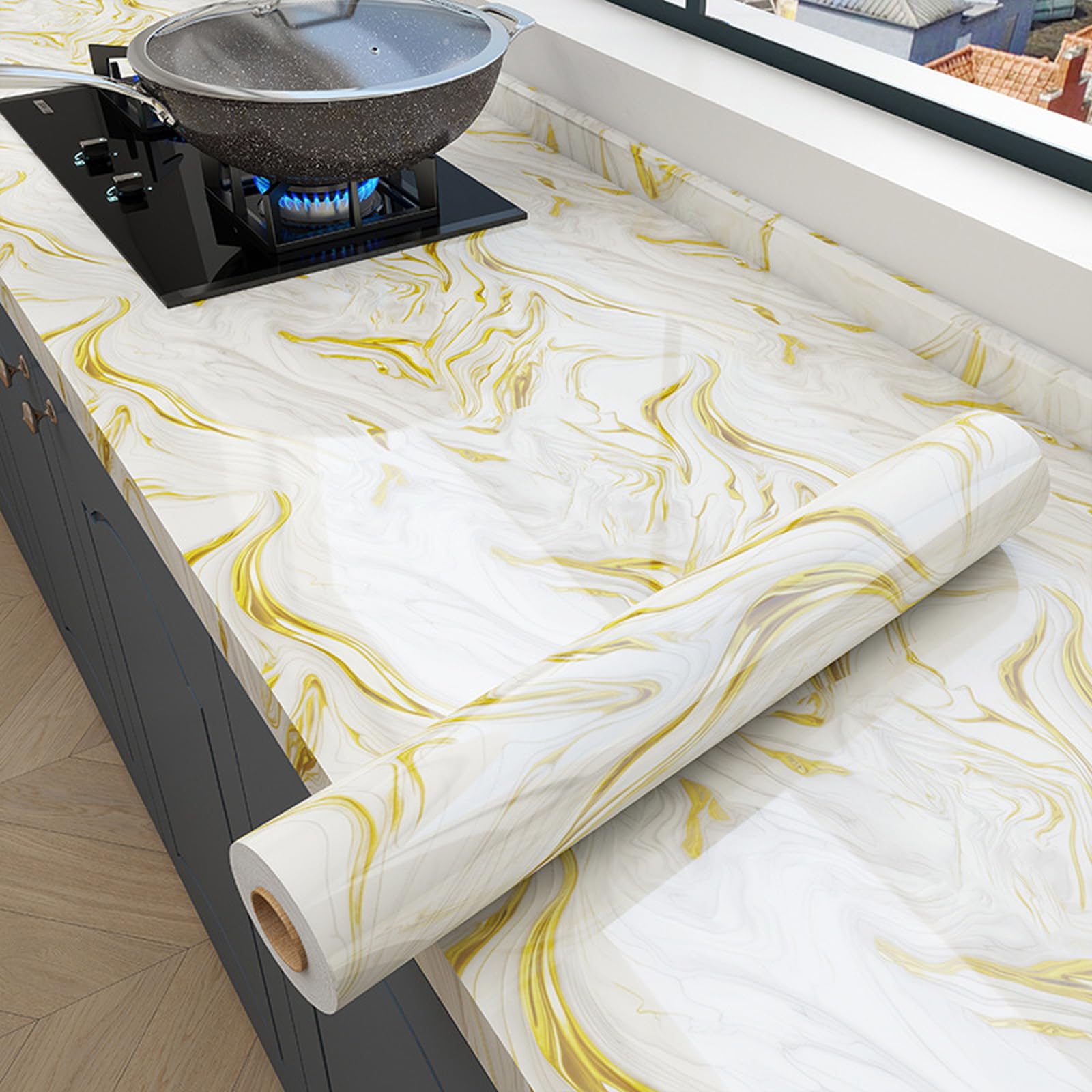 Revestimiento autoadhesivo para encimera de cocina en rollo de vinilo PVC