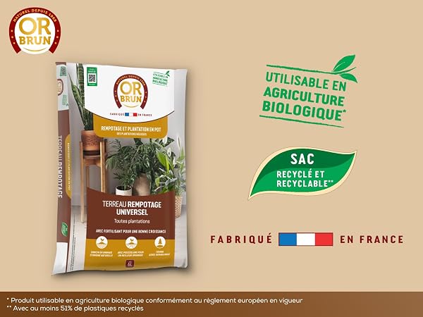 Or Brun Terreau Rempotage Universel - 6L - pour Toutes Les Plantes en Pots - Améliore la Croissance OBRTREM6U - 3