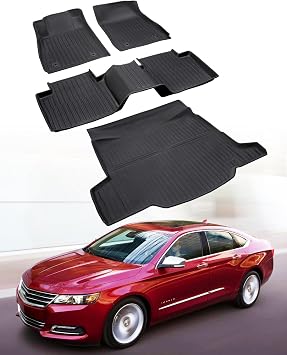 Car Floor Mats for Chevy Impala 2020 2019 2018 2017 2016 2015 2014 Full Set 4 PCS Cargo Mats, All Weather Rubber Carpet Mats & Cargo Liners 20142020, Protector for Chevrolet Impala Accessories
