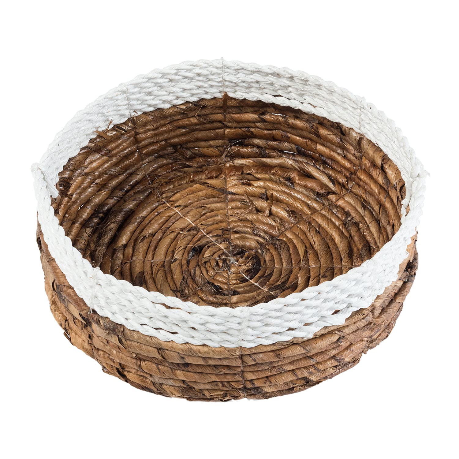 Cesta de almacenamiento de fibra natural, color blanco